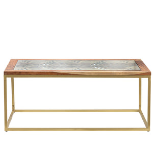 Adagio Rectangular Laser Cut Acacia and Iron Cocktail Table EVFNR1179GD Evolution by Crestview Collection