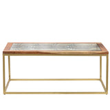 Adagio Rectangular Laser Cut Acacia and Iron Cocktail Table EVFNR1179GD Evolution by Crestview Collection