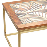 Adagio Rectangular Laser Cut Acacia and Iron Cocktail Table EVFNR1179GD Evolution by Crestview Collection