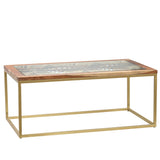 Adagio Rectangular Laser Cut Acacia and Iron Cocktail Table EVFNR1179GD Evolution by Crestview Collection