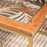 Adagio Rectangular Laser Cut Acacia and Iron Cocktail Table EVFNR1179GD Evolution by Crestview Collection