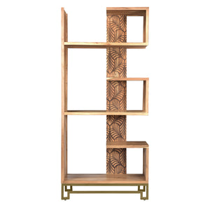 Parikh 5-Shelf Laser Cut Iron and Acacia Bookshelf EVFNR1182 Evolution by Crestview Collection