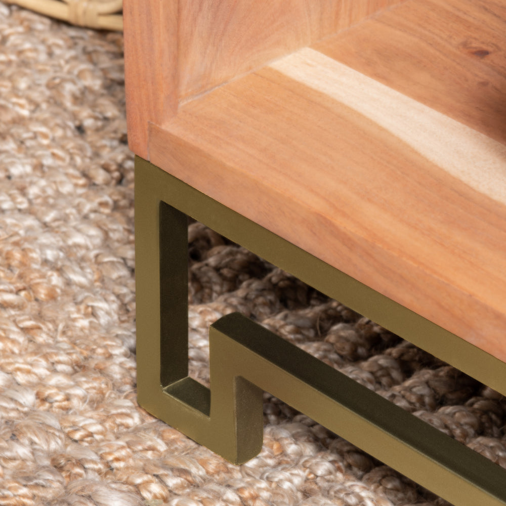 Parikh 5-Shelf Laser Cut Iron and Acacia Bookshelf EVFNR1182 Evolution by Crestview Collection