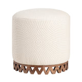 Lombox Round Cream Upholstered and Mango Foot Stool Ottoman EVFNR1211 Evolution by Crestview Collection