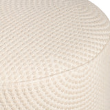 Lombox Round Cream Upholstered and Mango Foot Stool Ottoman EVFNR1211 Evolution by Crestview Collection