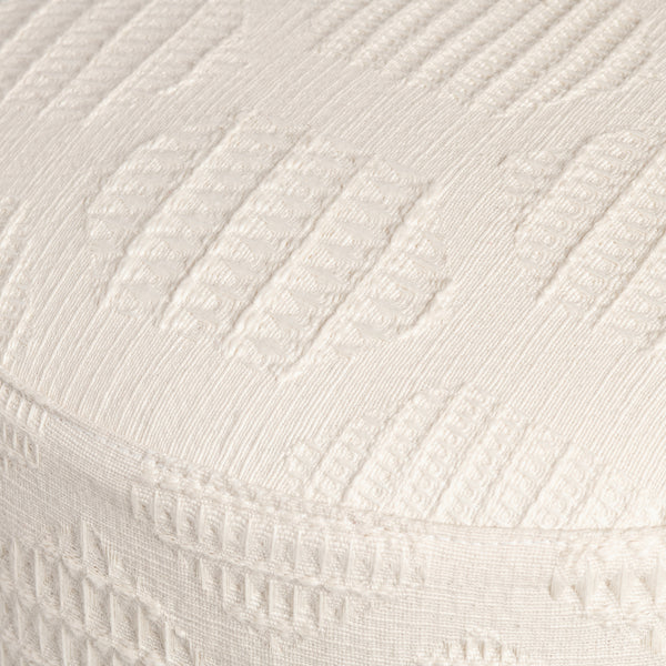 Calliope Round Cream Upholstered and Mango Foot Stool Ottoman EVFNR1212 Evolution by Crestview Collection