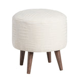 Calliope Round Cream Upholstered and Mango Foot Stool Ottoman