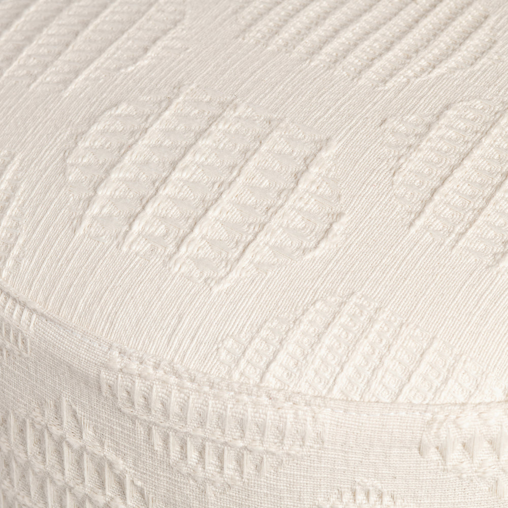 Calliope Round Cream Upholstered and Mango Foot Stool Ottoman EVFNR1212 Evolution by Crestview Collection