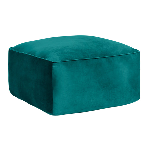 Cerra Jade Green Velvet Square Foot Stool Pouf EVFNR1230CTS Evolution by Crestview Collection