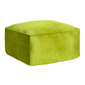 Cerra Lime Green Velvet Square Foot Stool Pouf EVFNR1230GRN Evolution by Crestview Collection
