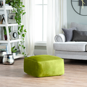 Cerra Lime Green Velvet Square Foot Stool Pouf EVFNR1230GRN Evolution by Crestview Collection