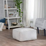 Cerra Gray Velvet Square Foot Stool Pouf EVFNR1230GRY Evolution by Crestview Collection