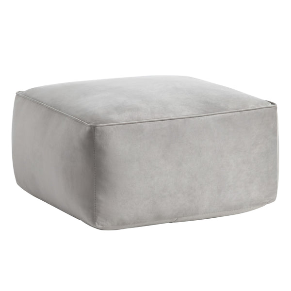 Cerra Gray Velvet Square Foot Stool Pouf EVFNR1230GRY Evolution by Crestview Collection