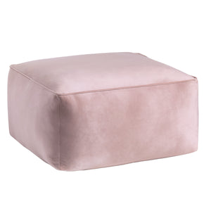 Cerra Pink Velvet Square Foot Stool Pouf EVFNR1230PK Evolution by Crestview Collection