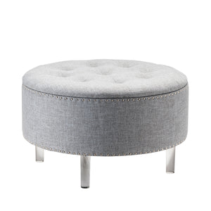 Natalia Round Grey Storage Ottoman EVFZR3147GRY Evolution by Crestview Collection