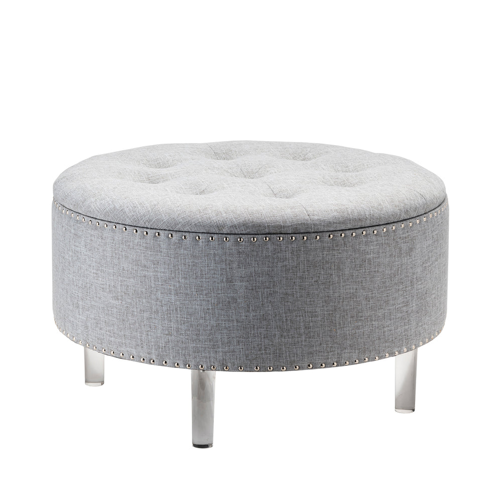 Natalia Round Grey Storage Ottoman EVFZR3147GRY Evolution by Crestview Collection