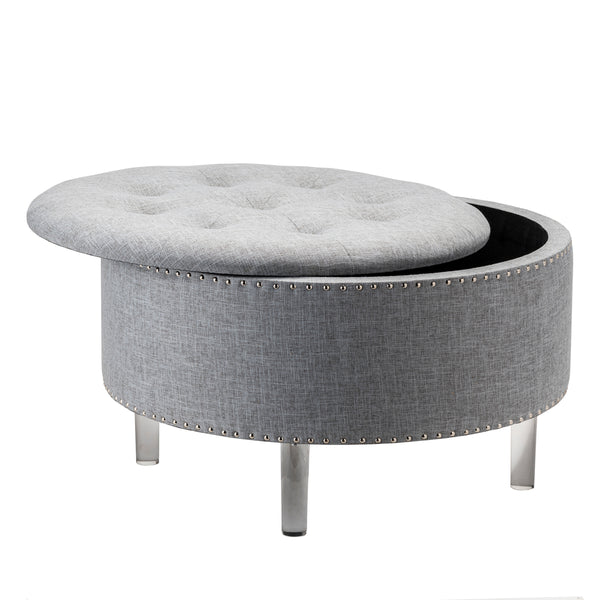 Natalia Round Grey Storage Ottoman EVFZR3147GRY Evolution by Crestview Collection