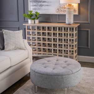 Natalia Round Grey Storage Ottoman EVFZR3147GRY Evolution by Crestview Collection