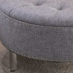 Natalia Round Grey Storage Ottoman EVFZR3147GRY Evolution by Crestview Collection