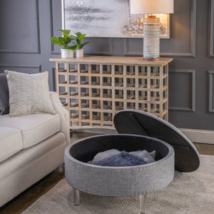 Natalia Round Grey Storage Ottoman EVFZR3147GRY Evolution by Crestview Collection