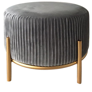 Bennington Round Grey Velvet Foot Stool Ottoman EVFZR3221GRY Evolution by Crestview Collection