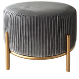 Bennington Round Grey Velvet Foot Stool Ottoman