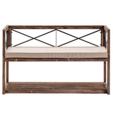 Meredith Wood and Metal Upholstered Accent Bench EVFZR3230 Evolution by Crestview Collection