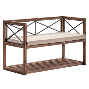 Meredith Wood and Metal Upholstered Accent Bench EVFZR3230 Evolution by Crestview Collection