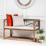 Meredith Wood and Metal Upholstered Accent Bench EVFZR3230 Evolution by Crestview Collection