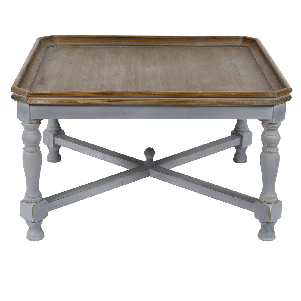 Alyson Square Gray Wooden Cocktail Table with Brown Top EVFZR3248 EVFZR3248 Evolution by Crestview Collection