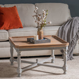 Alyson Square Gray Wooden Cocktail Table with Brown Top EVFZR3248 EVFZR3248 Evolution by Crestview Collection