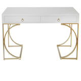 Julienne 2-Drawer White and Gold Writing Desk EVFZR3265 Evolution by Crestview Collection