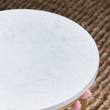 Saffron Round Marble Accent Table w/ Pink Tassels EVFZR3303PI Evolution by Crestview Collection