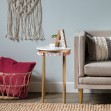 Saffron Round Marble Accent Table w/ Pink Tassels EVFZR3303PI Evolution by Crestview Collection