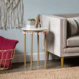 Saffron Round Marble Accent Table w/ Pink Tassels EVFZR3303PI Evolution by Crestview Collection