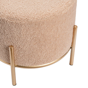Zanella Round Cream Upholstered Sherpa Foot Stool Ottoman EVFZR3313CRM Evolution by Crestview Collection