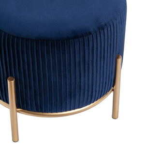Marley Round Navy Blue Velvet Foot Stool Ottoman EVFZR3314BU Evolution by Crestview Collection