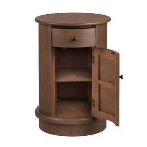 Bexley Round 1-Door, 1 Drawer Brown Accent Table EVFZR4168 Evolution by Crestview Collection