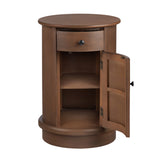 Bexley Round 1-Door, 1 Drawer Brown Accent Table EVFZR4168 Evolution by Crestview Collection