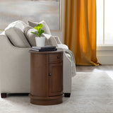 Bexley Round 1-Door, 1 Drawer Brown Accent Table EVFZR4168 Evolution by Crestview Collection