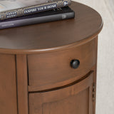 Bexley Round 1-Door, 1 Drawer Brown Accent Table EVFZR4168 Evolution by Crestview Collection