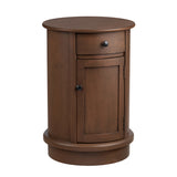 Bexley Round 1-Door, 1 Drawer Brown Accent Table