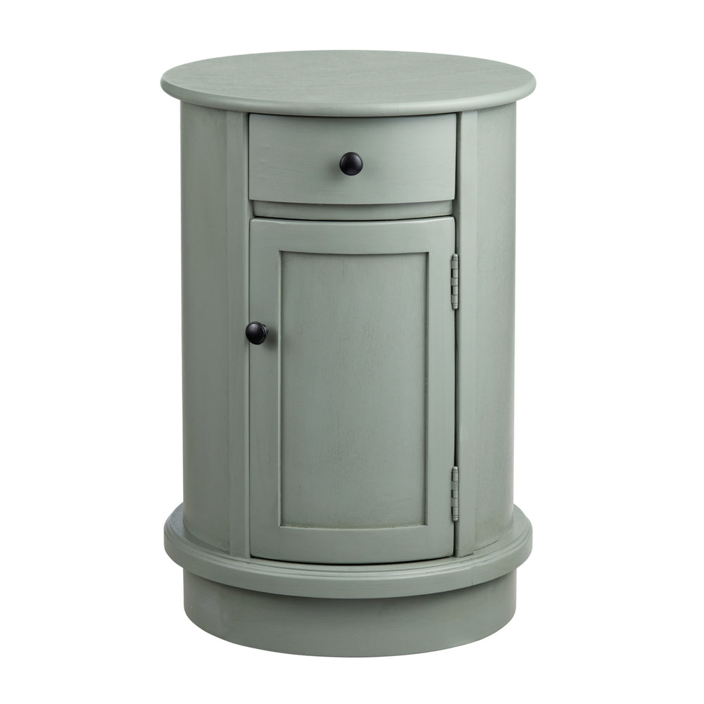Bexley Round 1-Door, 1-Drawer Grey Accent Table EVFZR4169 Evolution by Crestview Collection
