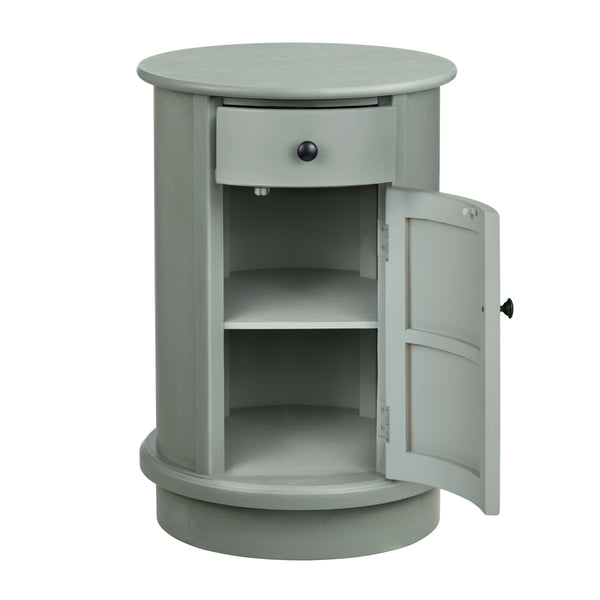 Bexley Round 1-Door, 1-Drawer Grey Accent Table EVFZR4169 Evolution by Crestview Collection