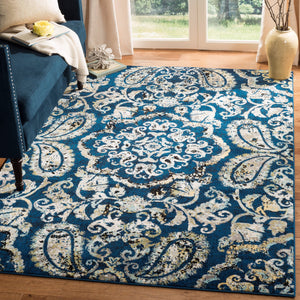 Safavieh Evoke Royal Blue Ivory Area Rug - Luxurious Power Loomed 5'3" X 7'6" Medium Rectangle Design Royal ,Ivory 62%Polypropylene 30%Jute 5%Polyester 3%Cotton Evk214a-5