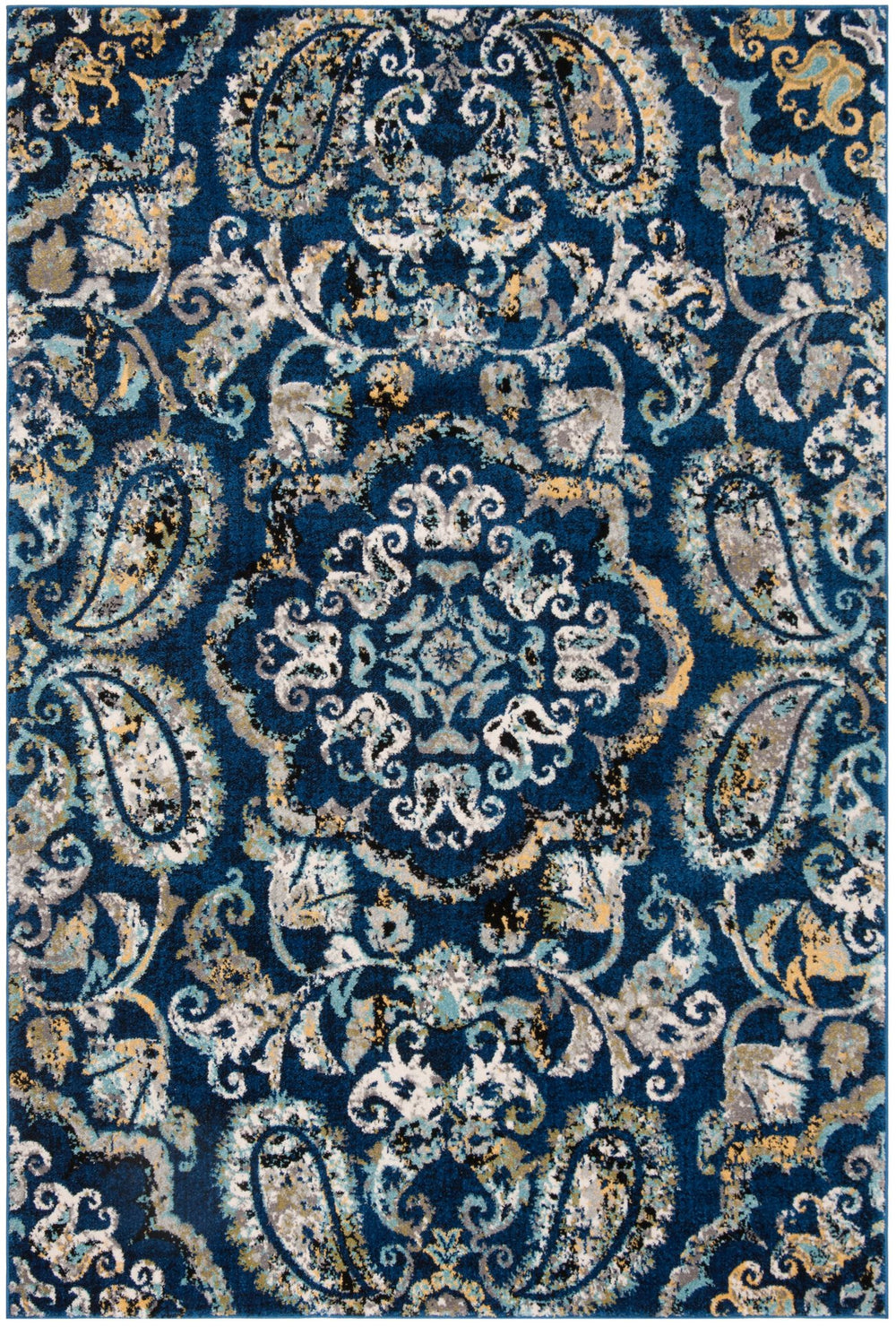 Safavieh Evoke Royal Blue Ivory Area Rug - Luxurious Power Loomed 5'3" X 7'6" Medium Rectangle Design Royal ,Ivory 62%Polypropylene 30%Jute 5%Polyester 3%Cotton Evk214a-5