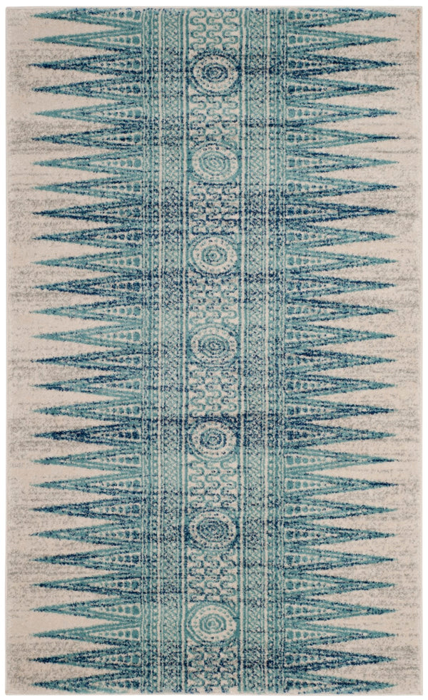 Safavieh Evoke 226 Power Loomed  Rug Ivory / Turquoise EVK226T-3