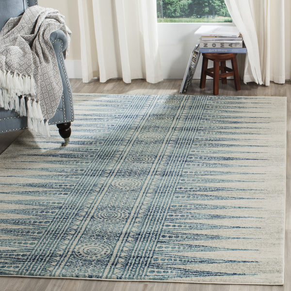 Safavieh Evoke 226 Power Loomed  Rug Ivory / Turquoise EVK226T-4