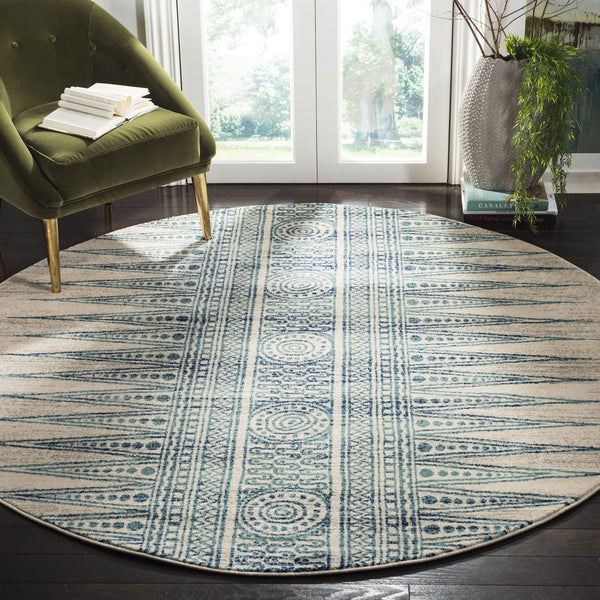 Safavieh Evoke 226 Power Loomed  Rug Ivory / Turquoise EVK226T-4