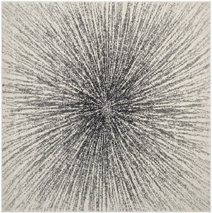 Safavieh Evoke Power Loomed Polypropylene Square Area Rug in Graphic Black Ivory Pattern EVK228K-3SQ
